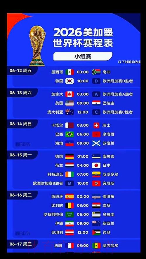 2026美加墨世界杯赛程什么时候开始 2026美加墨世界杯赛程什么时候开始